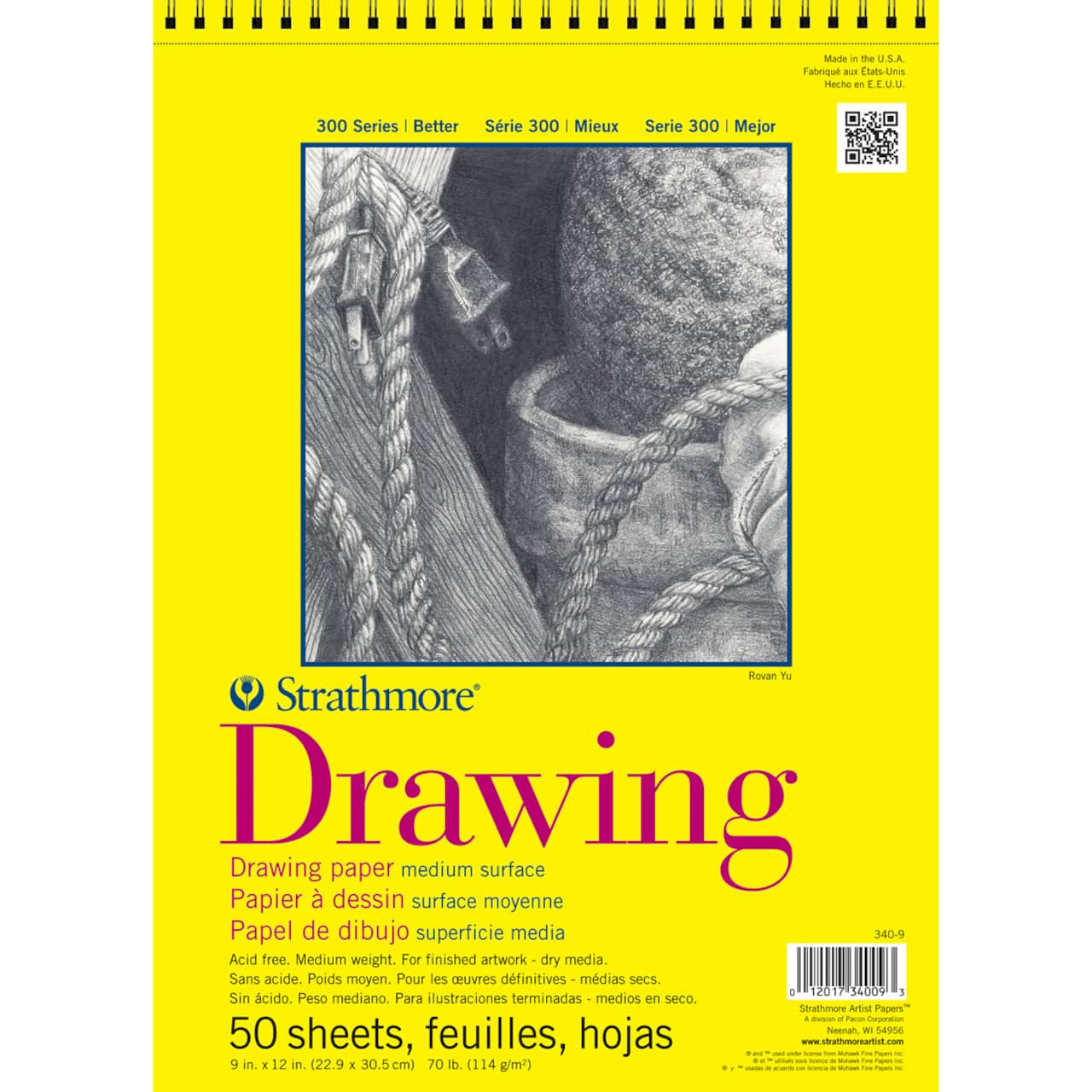 12 Pack: Strathmore® 300 Series Wired Drawing Paper Pad, 50 Sheets